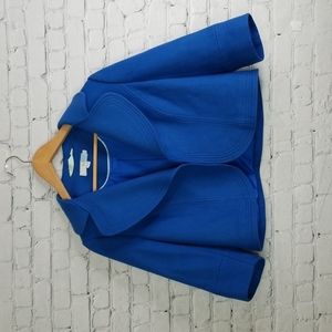 Boden LOLA Jacket Blazer 10 Womens Wool Blend Lined Collar 3/4 Sleeve Blue